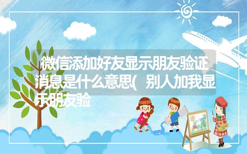 微信添加好友显示朋友验证消息是什么意思(别人加我显示朋友验 微信添加好友显示朋友验证消息是什么意思(别人加我显示朋友验