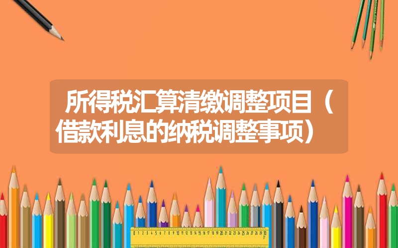 <font color='1677721'>所得税汇算清缴调整项目（借款利息的纳税调整事项）</font>