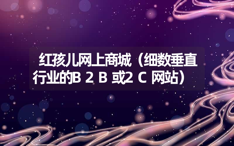 <font color='1677721'>红孩儿网上商城（细数垂直行业的B2B或2C网站）</font>